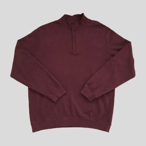 Cutter & Buck Burgundy Cotton Knit Long Sleeve 1/4 Zip Sweater Mens Size L